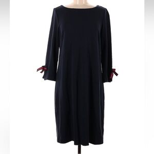 Talbots Navy Jersey Midi Dress Red Row Sleeve Cuff Accents Women’s Size Medium M
